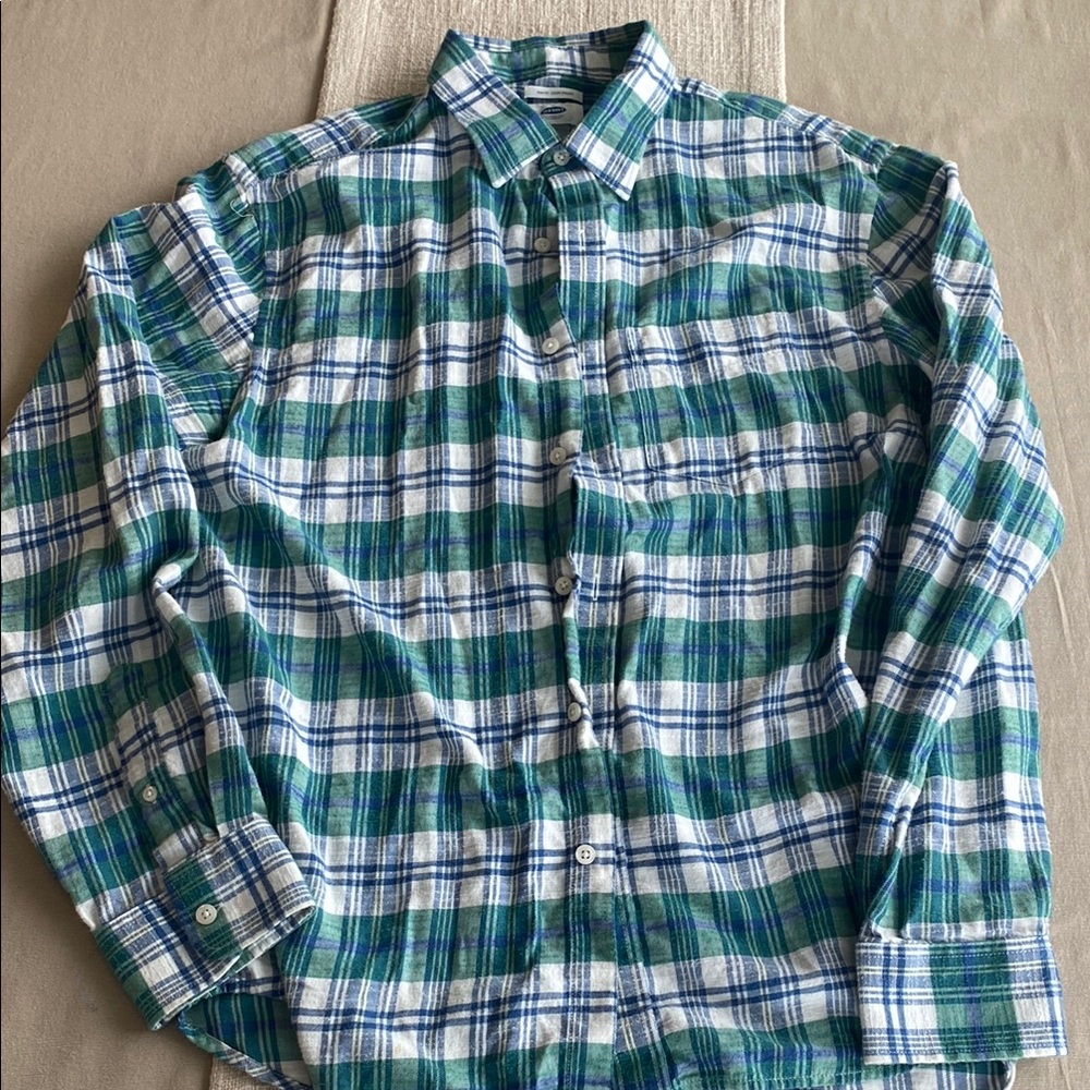 Old Navy Green and Blue Casual Button Down Shirt